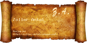 Zoller Antal névjegykártya